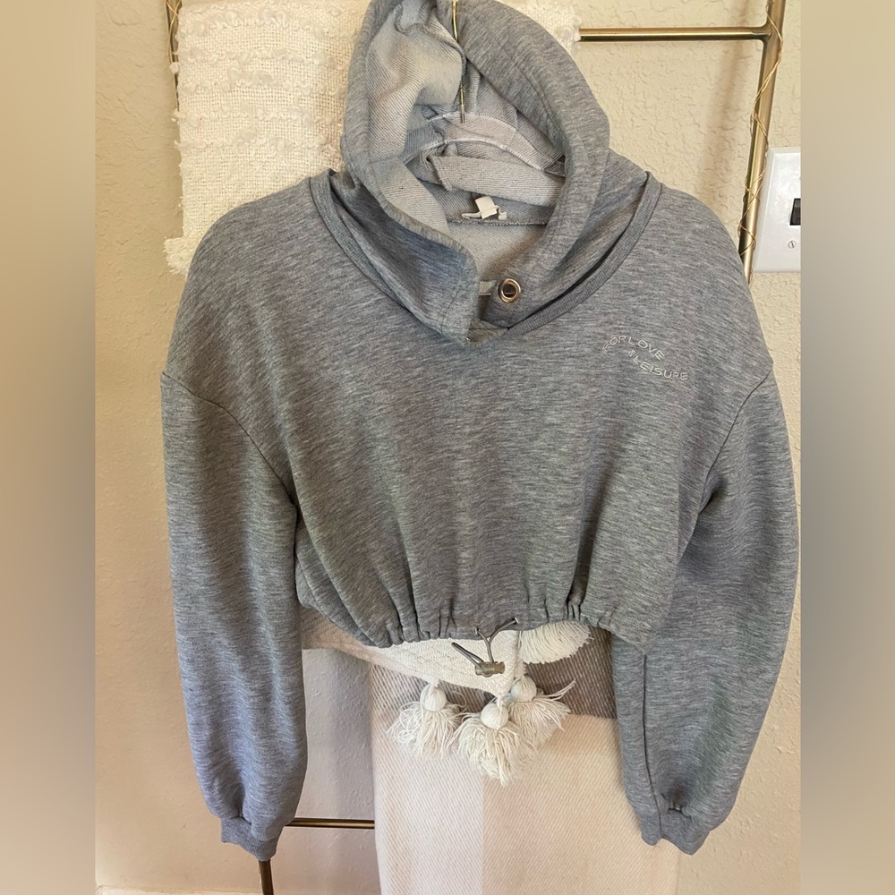 For Love & Lemons “For Love & Leisure” Embroidered Cropped Hoodie